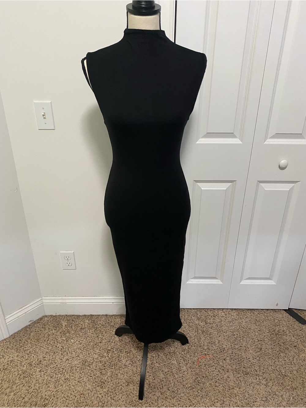 NWT naked wardrobe Black Sleeveless Mock Neck Bodycon Maxi Dress